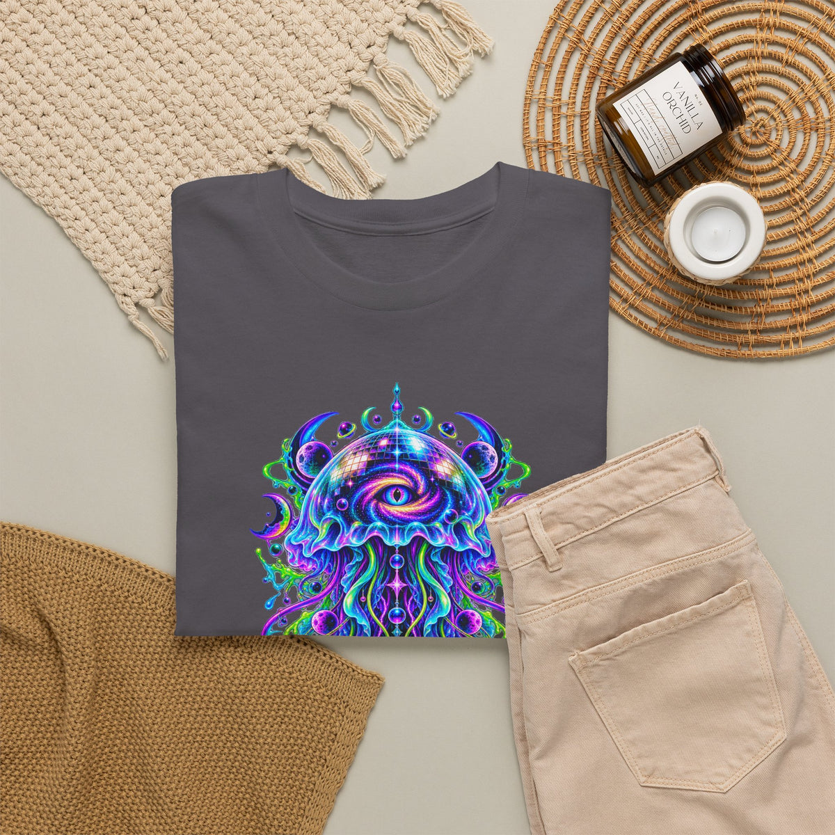 Cosmic Jellyfish T-Shirt Neon Space Psychedelic Disco Eye Tee