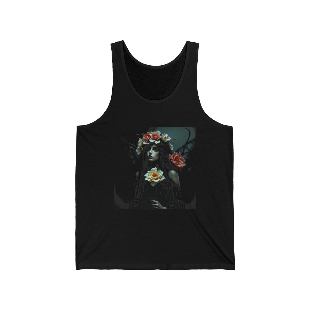 Dark Floral Gothic Beauty Graphic Tank Top Unisex Jersey Tank