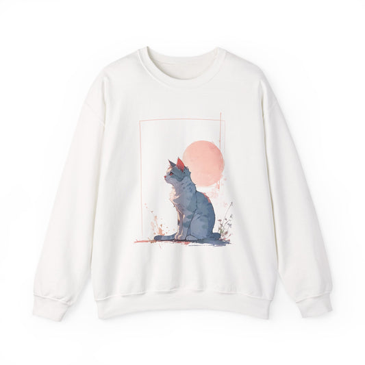 Artsy Cat Sweatshirt Colorful Abstract Cat Crewneck