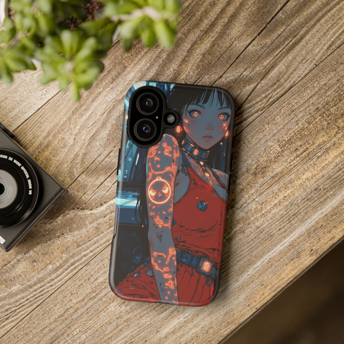 Tattooed Girl Neon Car Tough Phone Case iPhone Samsung Pixel