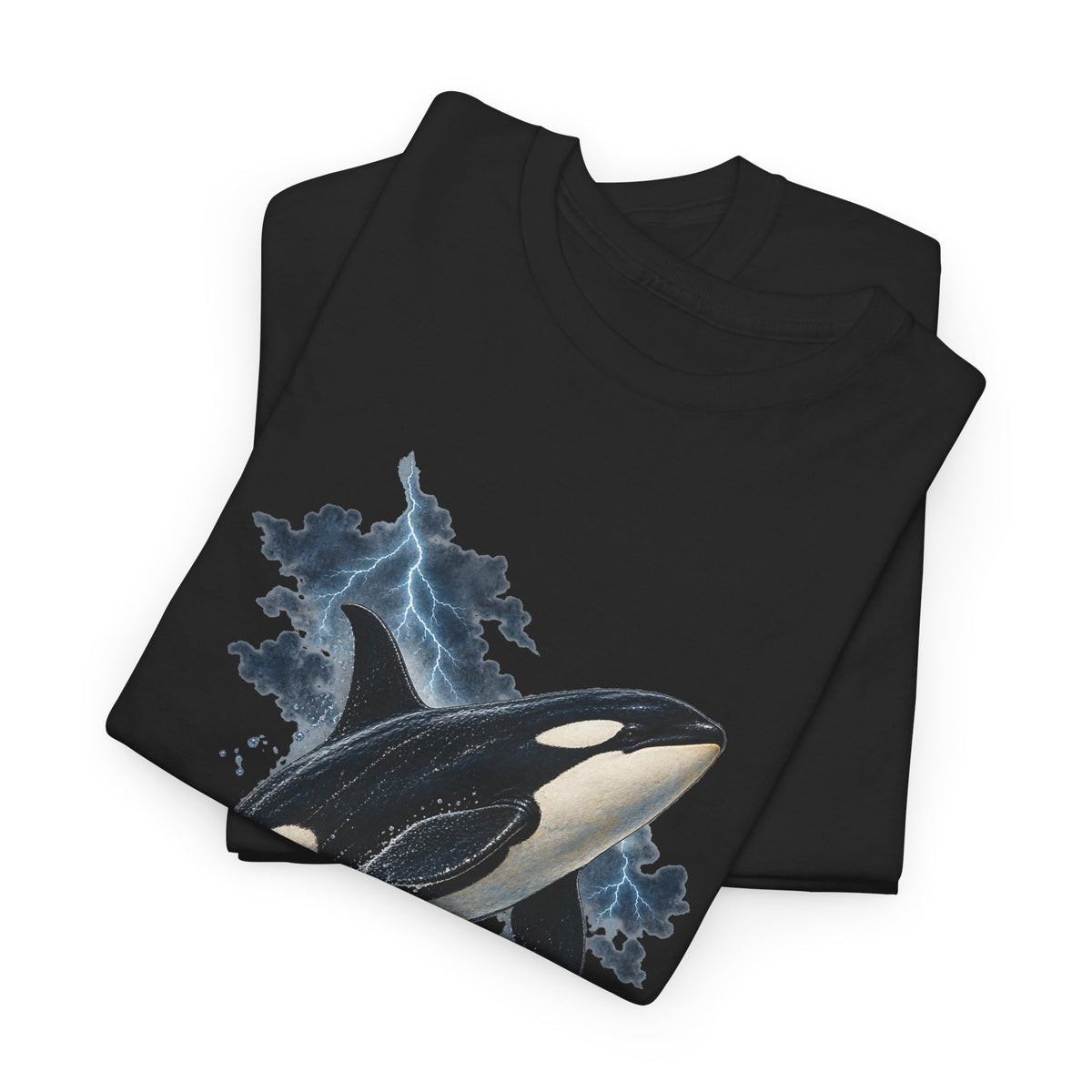 Breaching Orca Lightning Storm Tee Killer Whale Ocean Splash Thunder Clouds Shirt