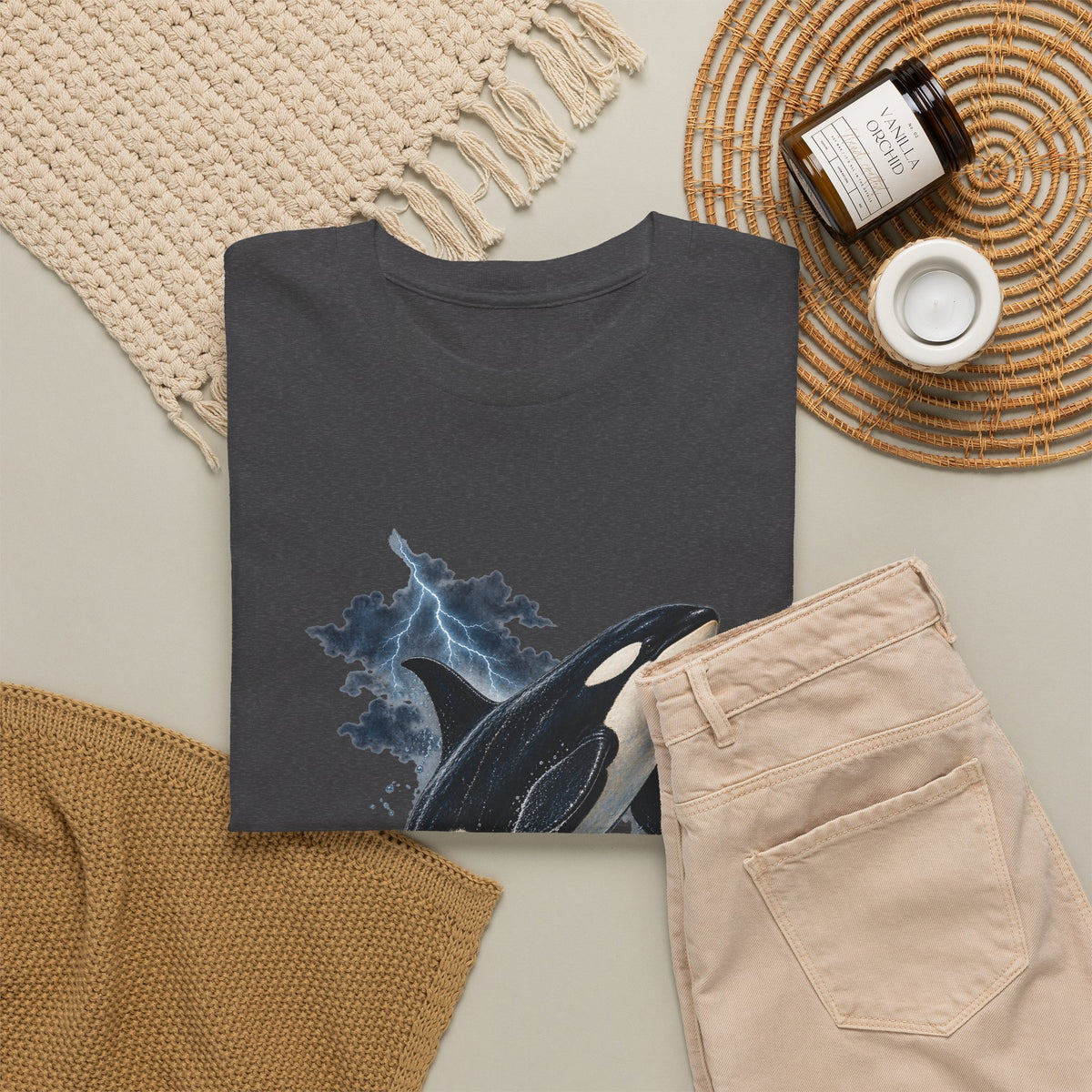 Breaching Orca Lightning Storm Tee Killer Whale Ocean Splash Thunder Clouds Shirt