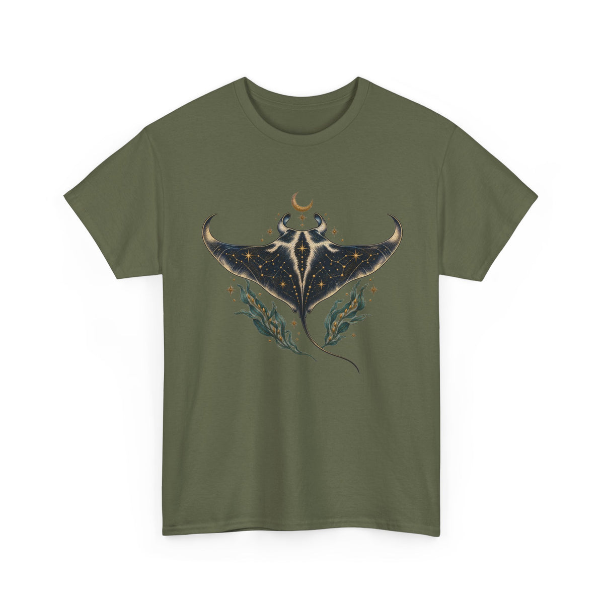 Celestial Manta Ray Moon T-Shirt Constellation Ocean Stars Tee