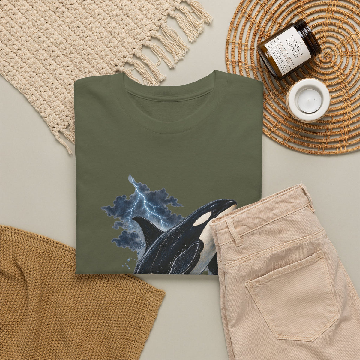 Breaching Orca Lightning Storm Tee Killer Whale Ocean Splash Thunder Clouds Shirt