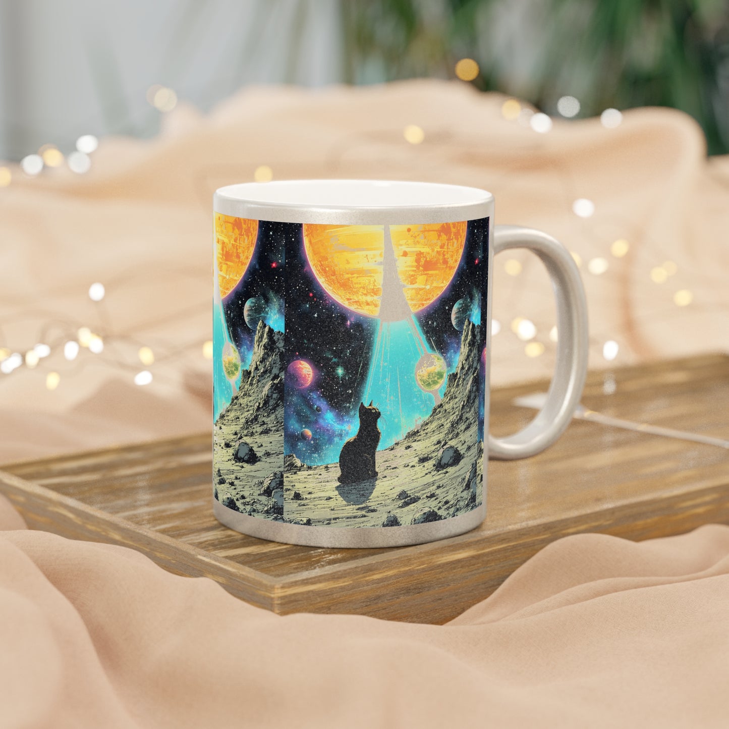 Space cat Metallic Mug (Silver\Gold)