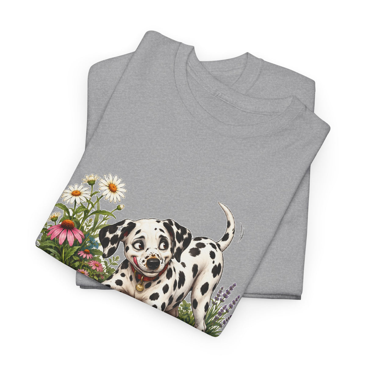Dalmatian Digging Garden T-Shirt Funny Puppy Flower Dirt Dog Lover Tee