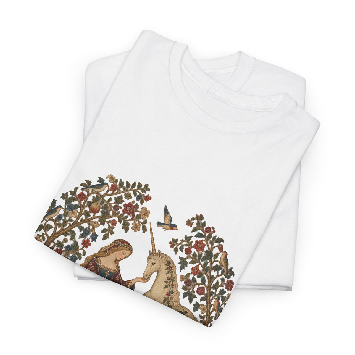 Lady and the Unicorn Tapestry T-Shirt Medieval Garden Lion Rabbit Tee