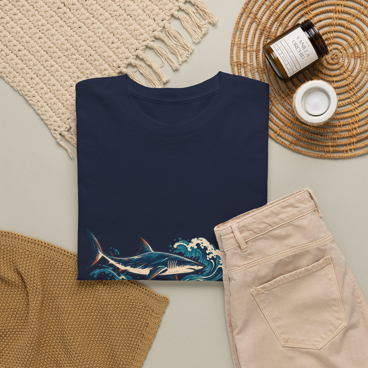 Great White Sharks Ukiyo Wave Tee Japanese Woodblock Shark Ocean Coral Shirt