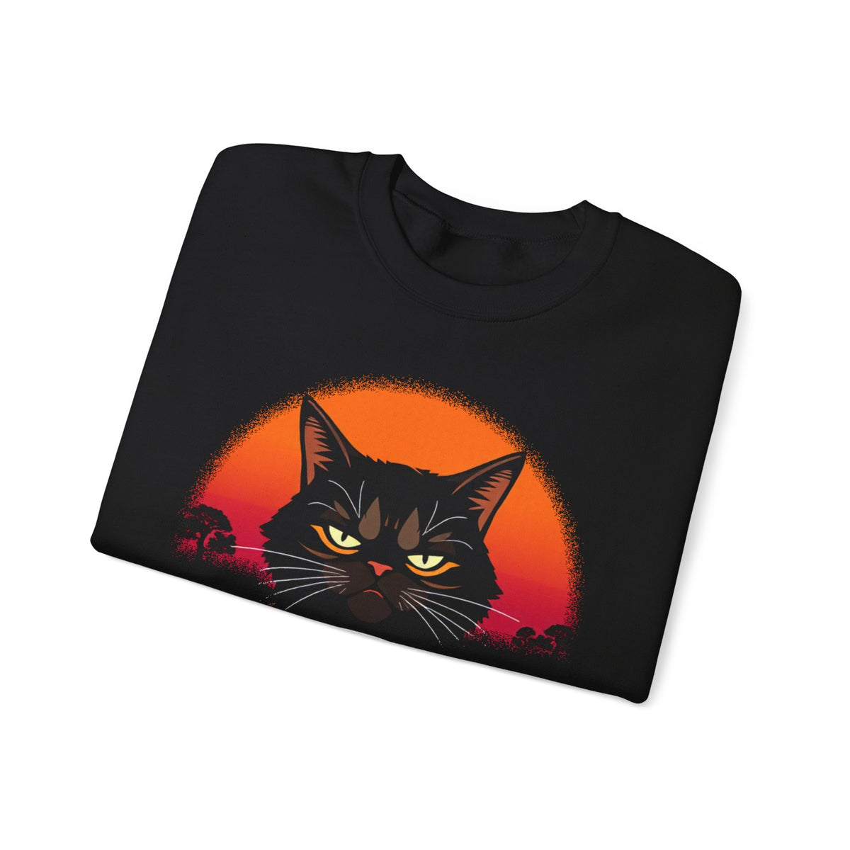 Black Cat Sunset Glow Crewneck Sweatshirt Unisex Graphic Pullover