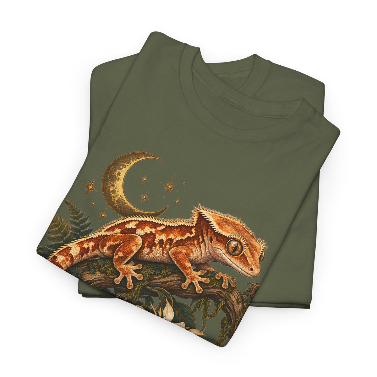 Crested Gecko Moon T-Shirt Night Bloom Reptile Stars Tee