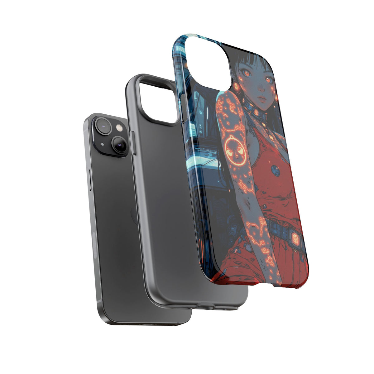 Tattooed Girl Neon Car Tough Phone Case iPhone Samsung Pixel