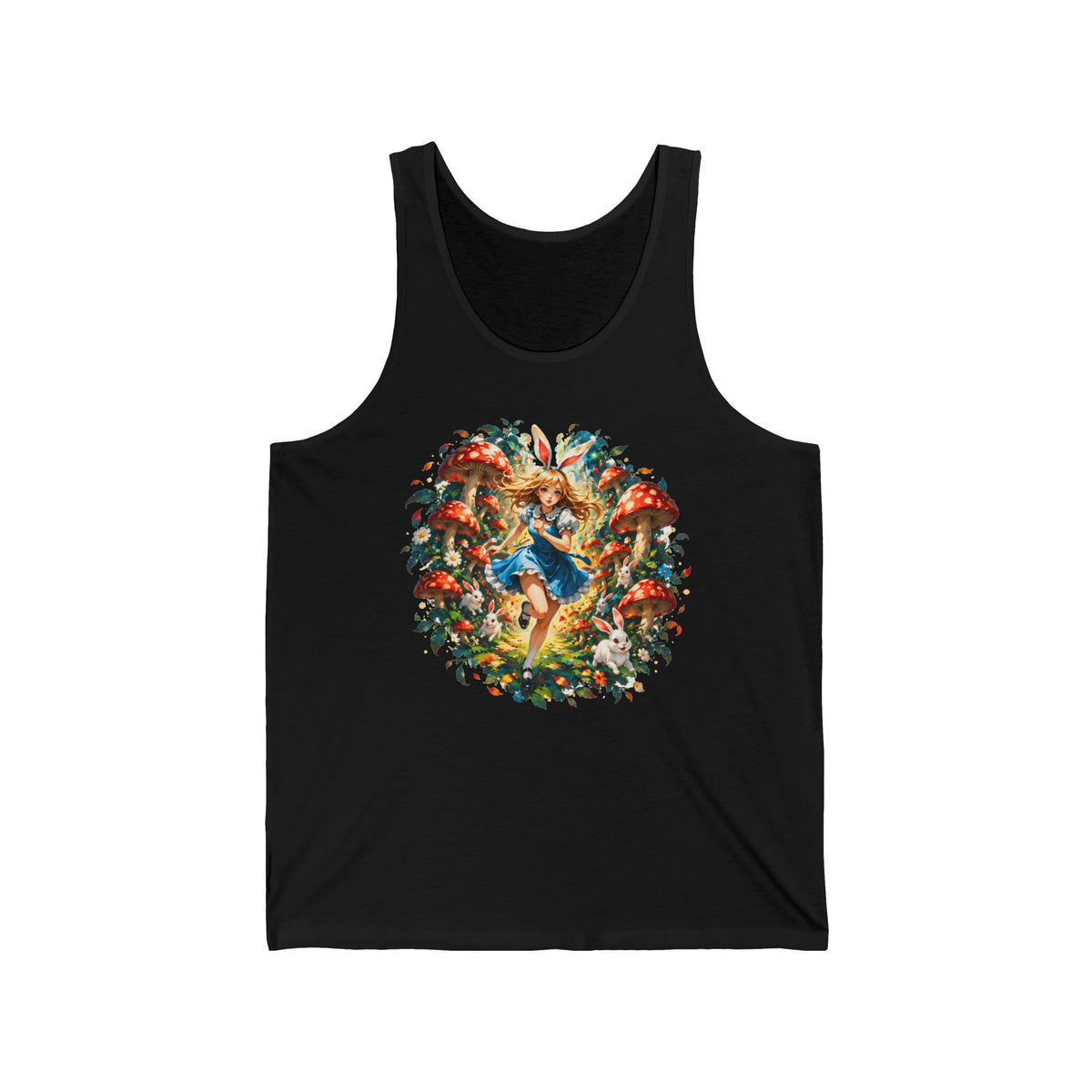 Wonderland Bunny Girl Tank Top Red Mushroom White Rabbit Fairytale Forest Tank