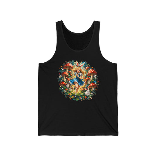 Wonderland Bunny Girl Tank Top Red Mushroom White Rabbit Fairytale Forest Tank
