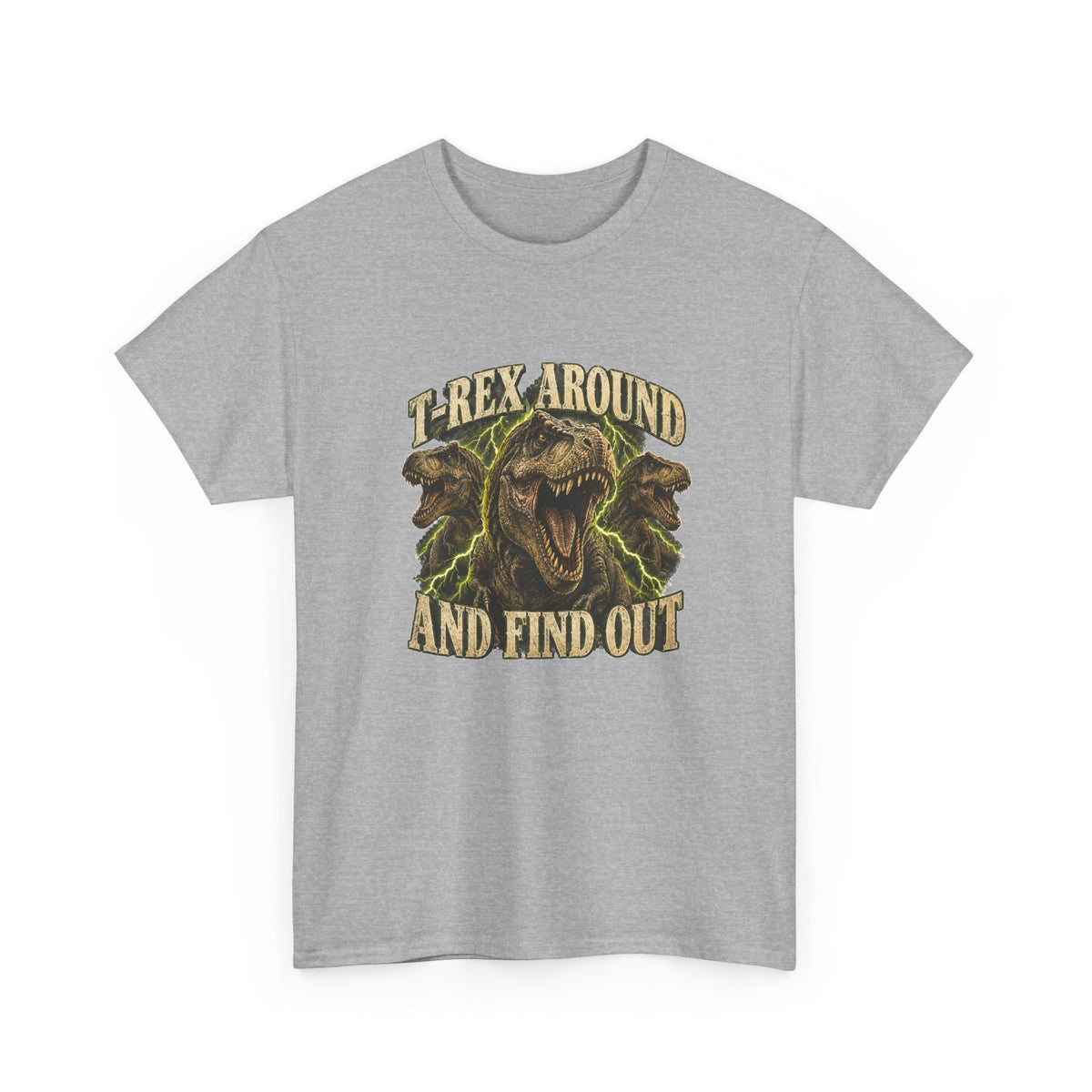 T-Rex Around and Find Out T-Shirt Funny Dinosaur Graphic Tee Retro 90s Style