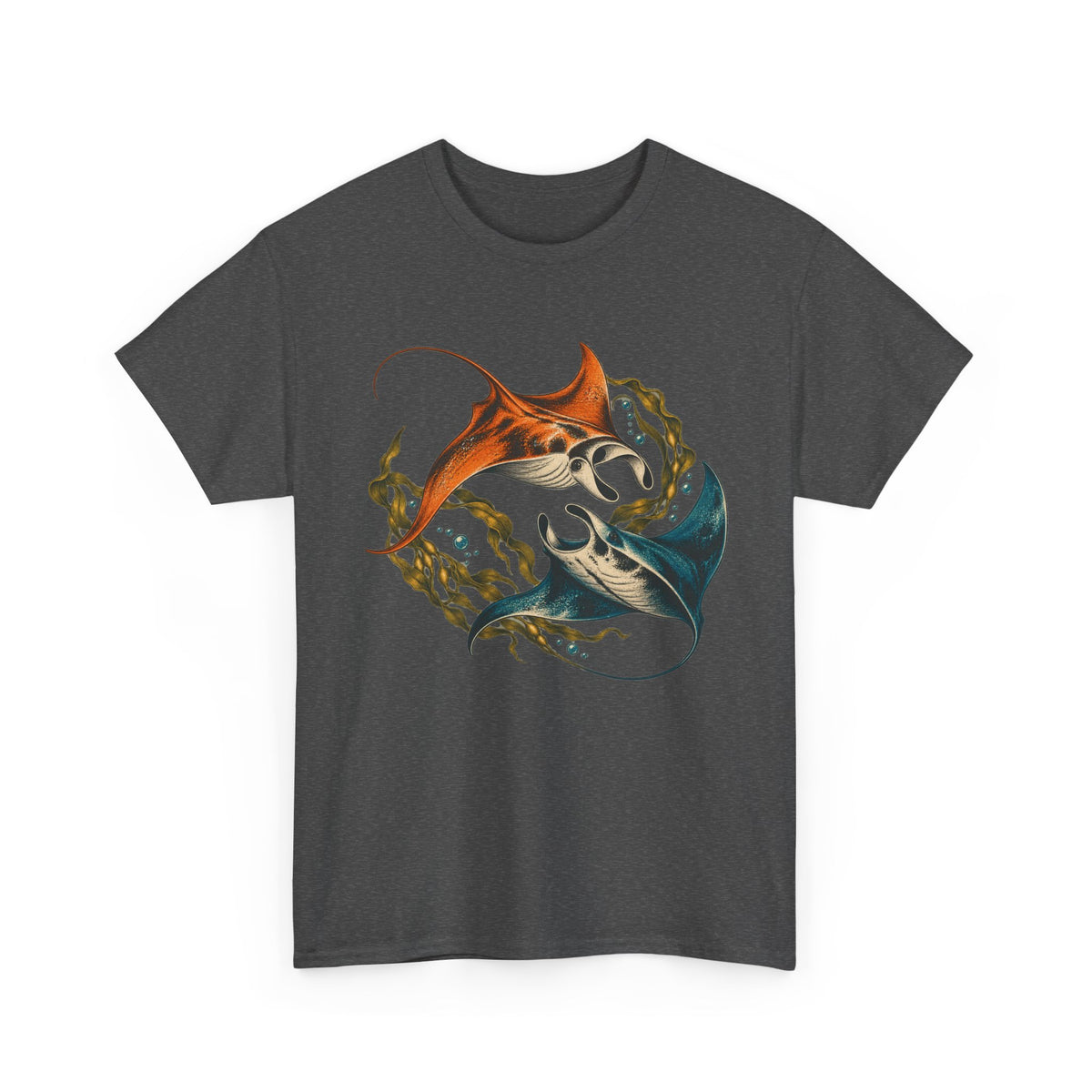 Twin Manta Rays Kelp T-Shirt Ocean Circle Swim Tee