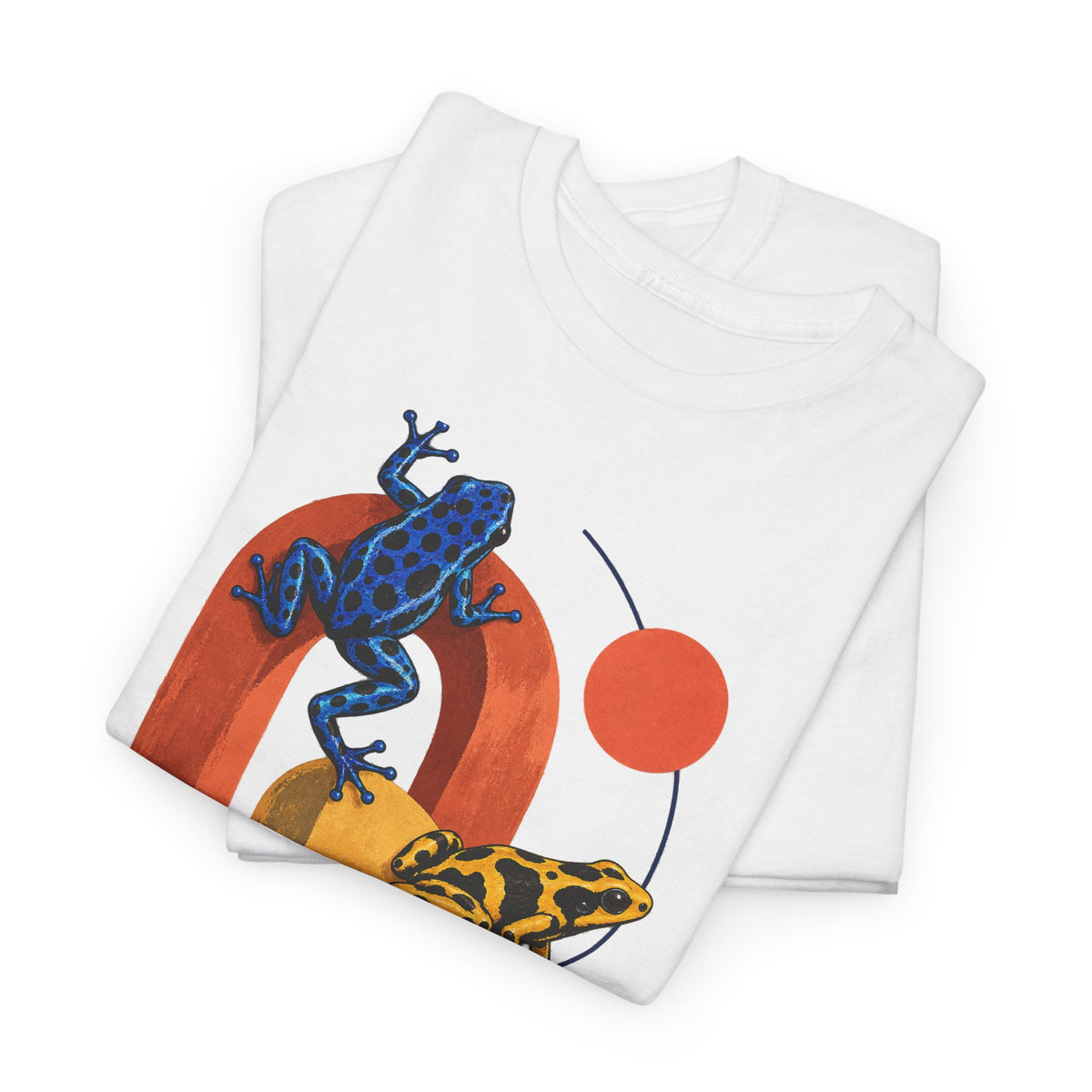 Poison Dart Frogs Colorful Arches Red Sun Tee Midcentury Geometric Frog Wildlife Shirt