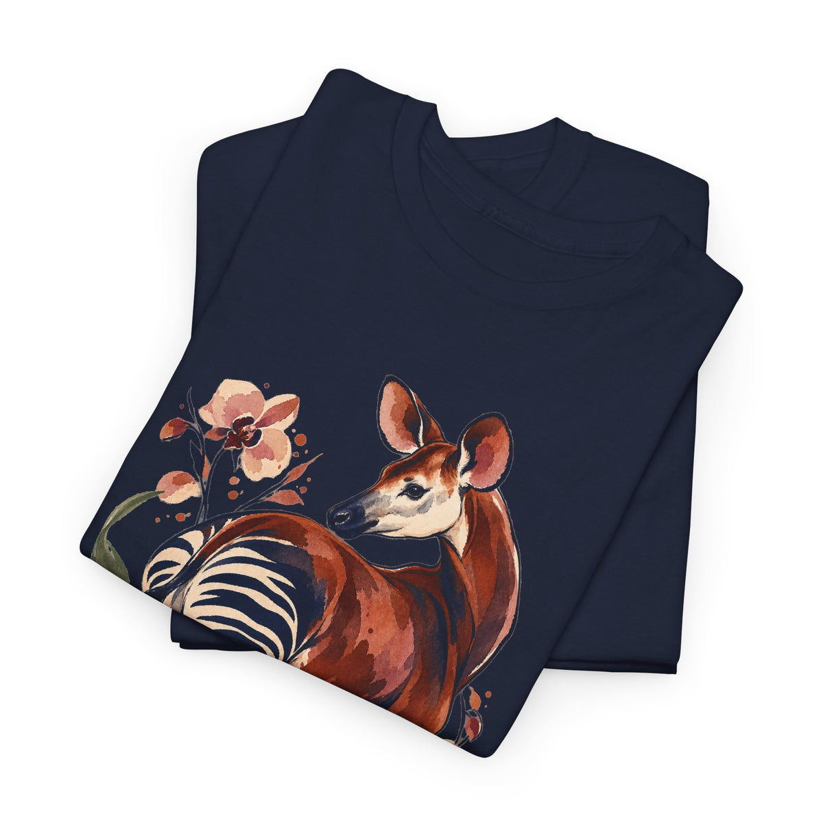 Orchid Okapi Watercolor Tee Okapi Tropical Orchid Flowers Rainforest Wildlife Shirt