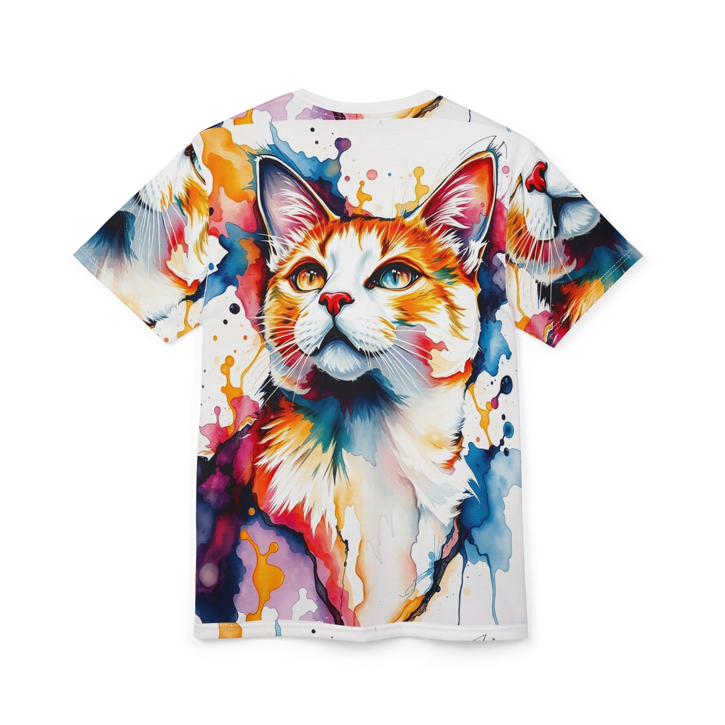 Cat Tee - Artsy Cat Unisex Cut & Sew Tee