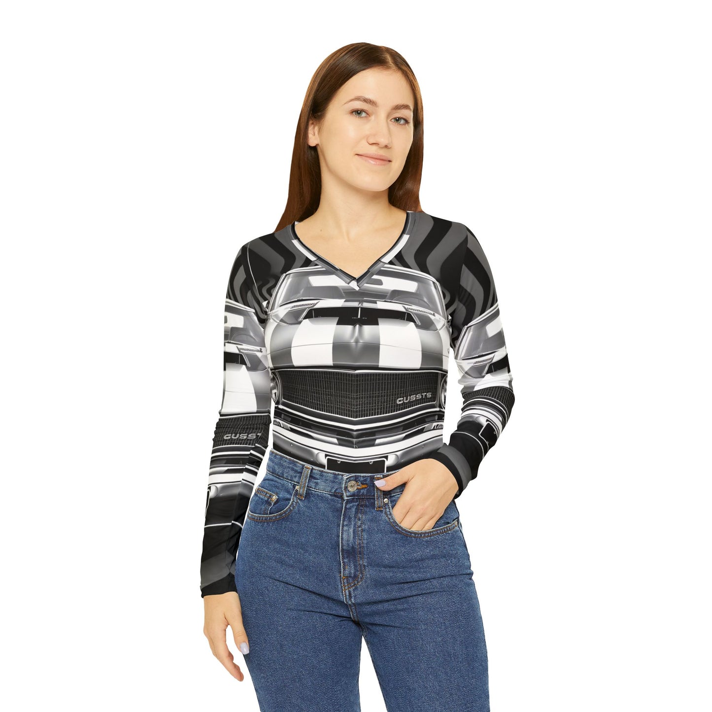 Women's Long Sleeve V-neck Shirt (AOP)