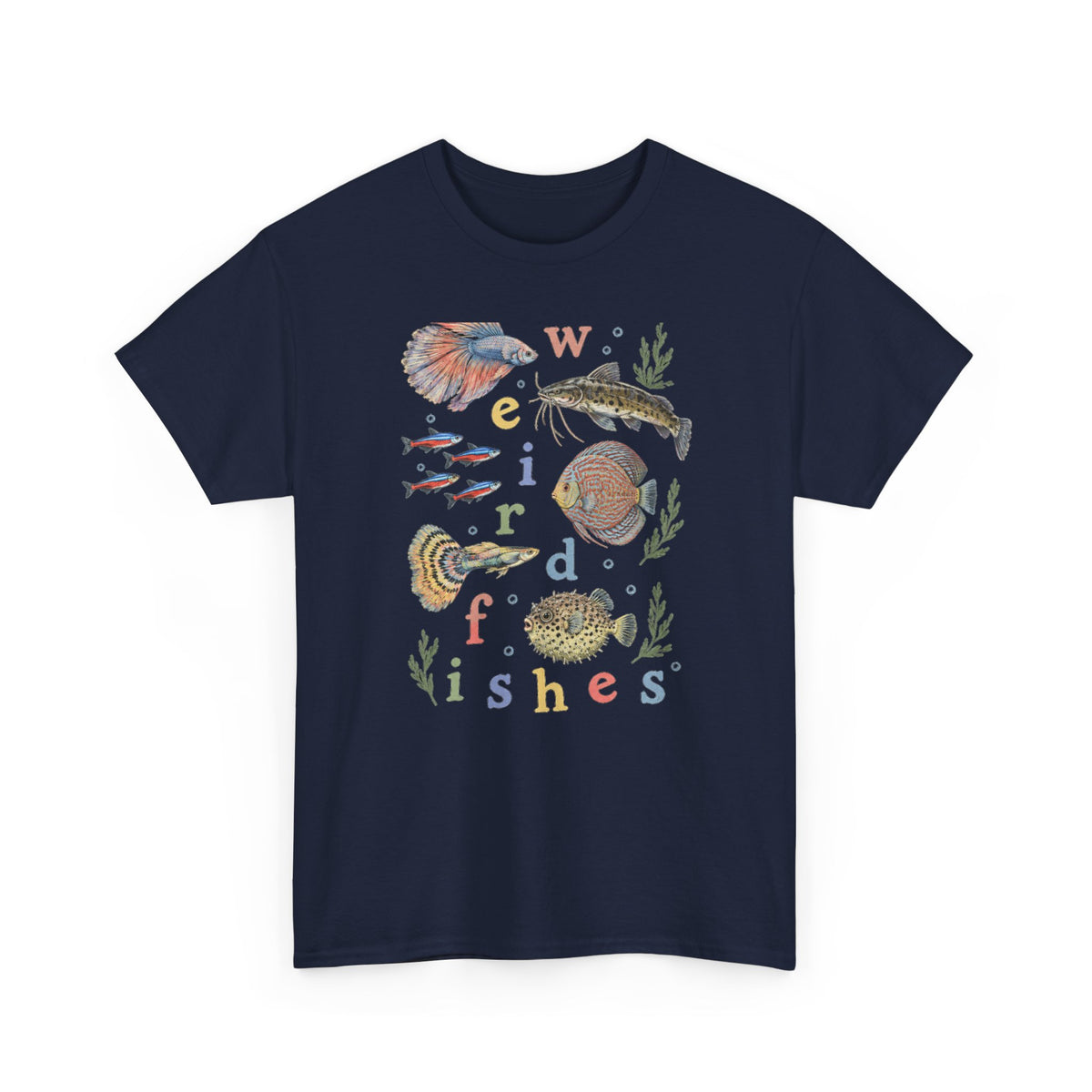 Weird Fishes T-Shirt Aquarium Fish Collage Betta Discus Neon Tetra Tee