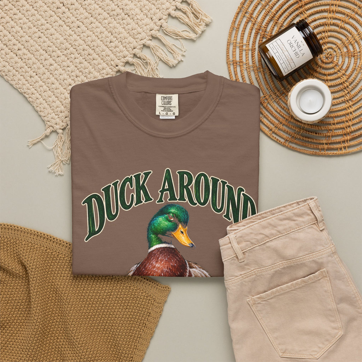 Duck Around and Find Out Green Letter Mallard Tee Funny FAFO Pun Shirt