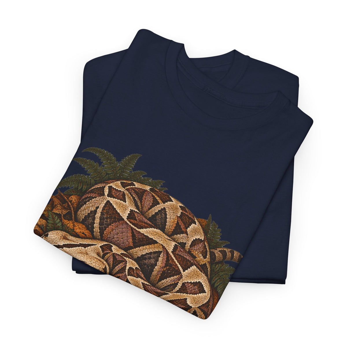 Gaboon Viper Autumn Leaves T-Shirt Forest Snake Mushroom Tee