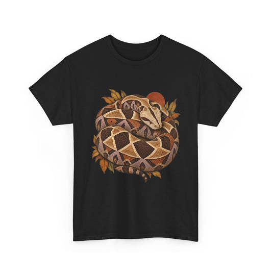 Gaboon Viper Coiled Sun T-Shirt Autumn Snake Geometric Tee