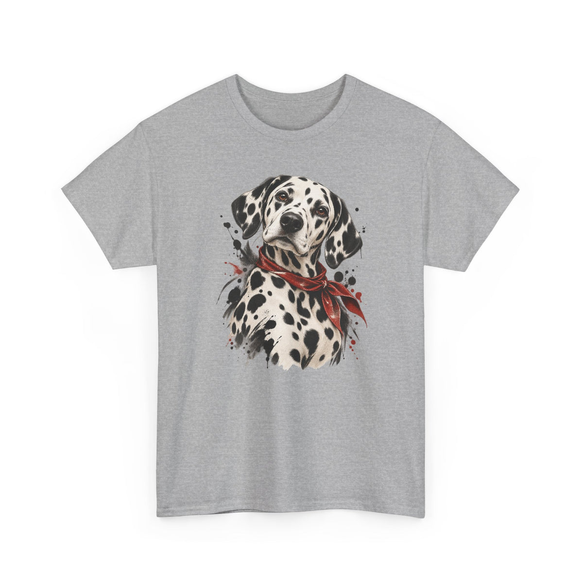 Dalmatian Red Bandana T-Shirt Dog Portrait Splatter Art Tee