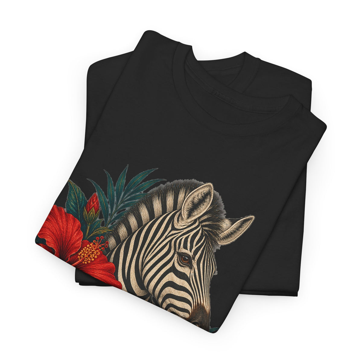 Zebra Hibiscus Tropical T-Shirt Safari Floral Animal Tee