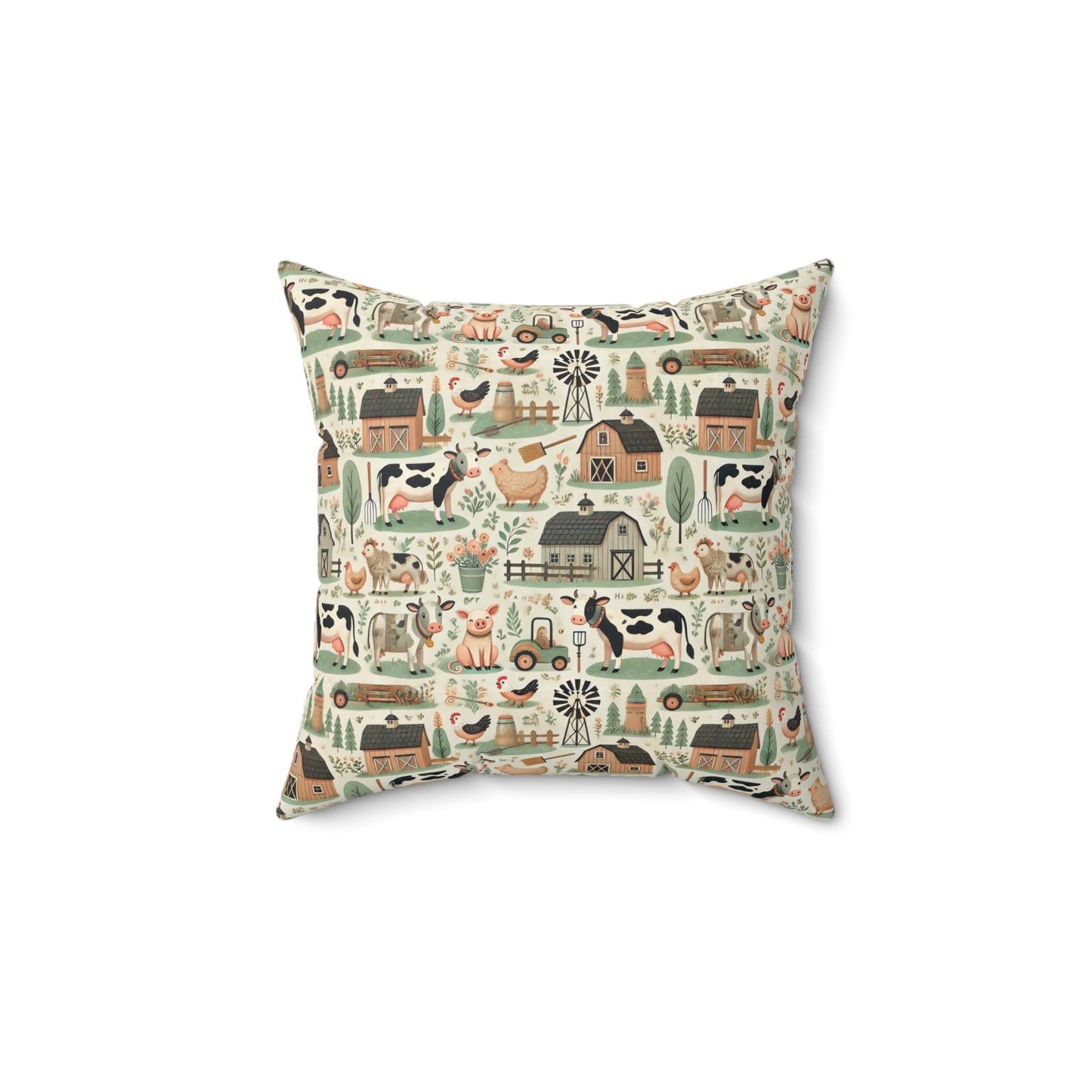 Farm animals Spun Polyester Square Pillow