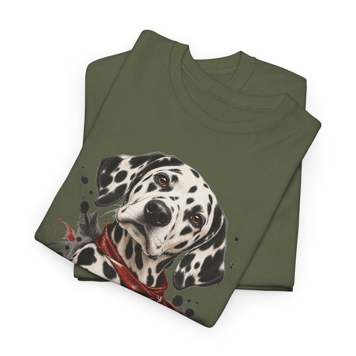 Dalmatian Red Bandana T-Shirt Dog Portrait Splatter Art Tee
