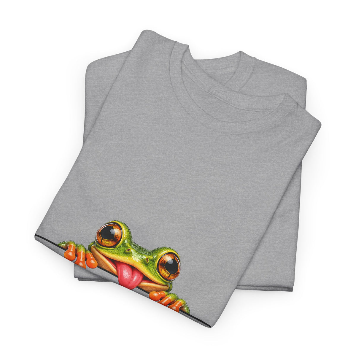Peeking Tree Frog T-Shirt Tongue Out Over Ledge Funny Frog Lover Tee