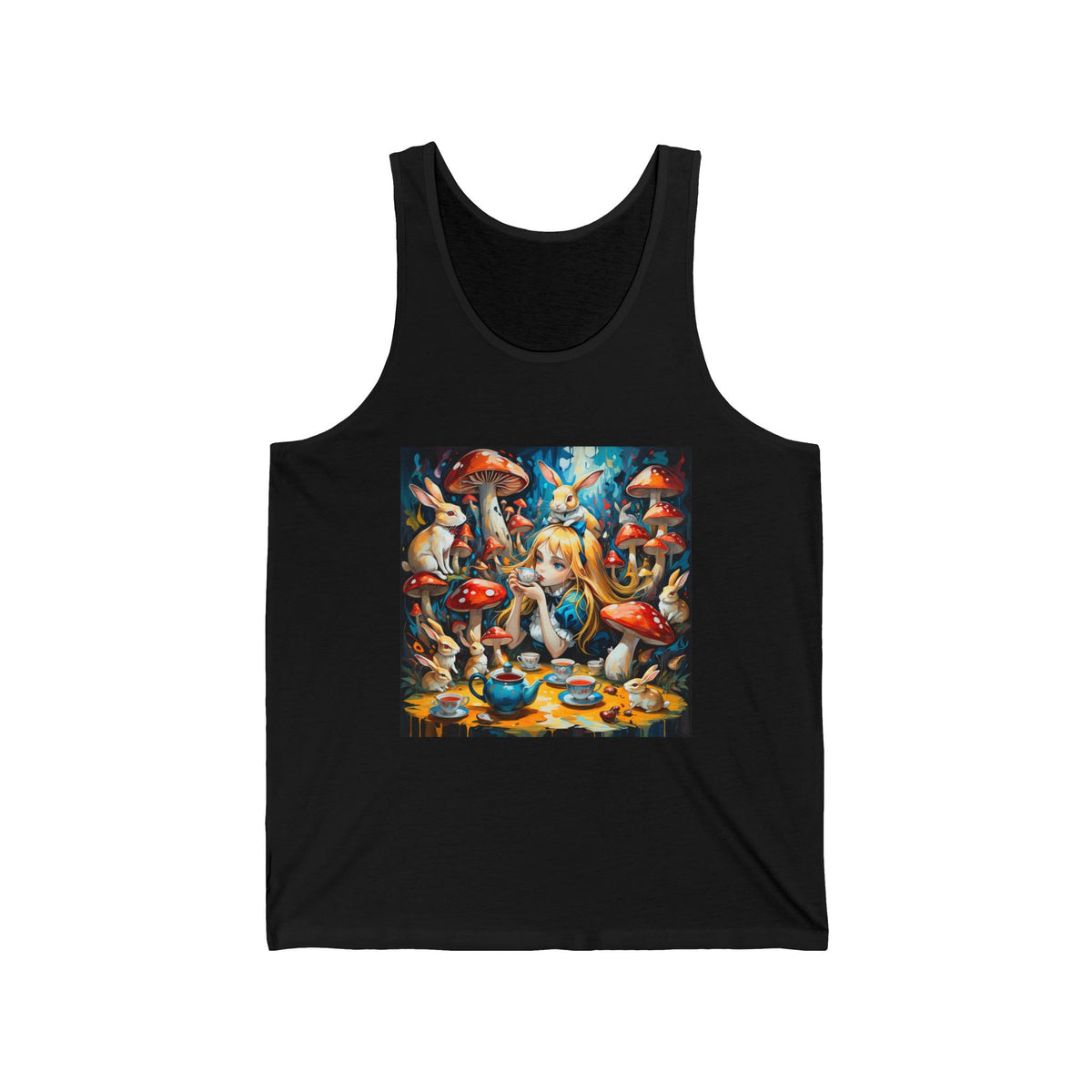 Wonderland Mushroom Tea Party Graphic Tank Top Unisex Jersey Tank