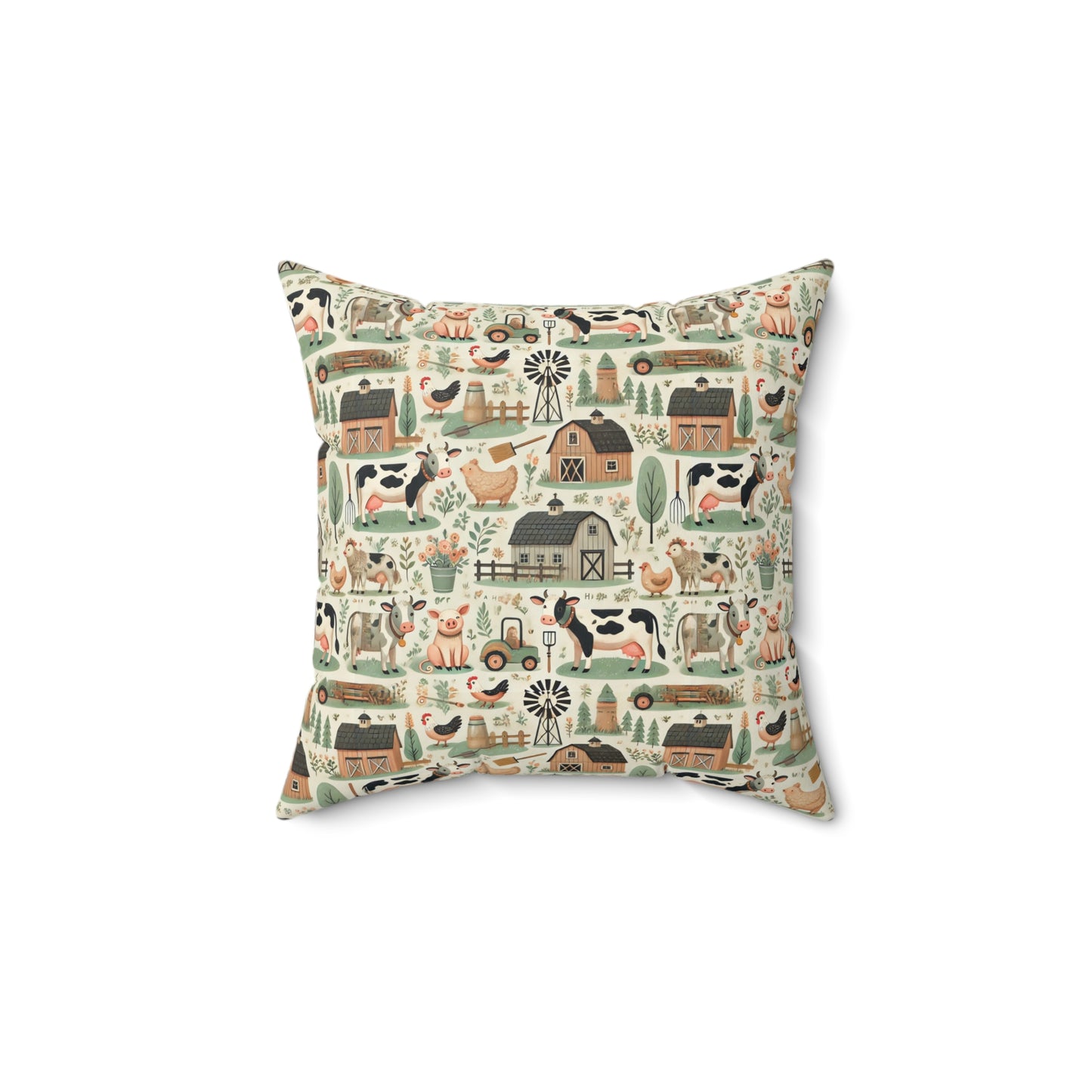 Farm animals Spun Polyester Square Pillow