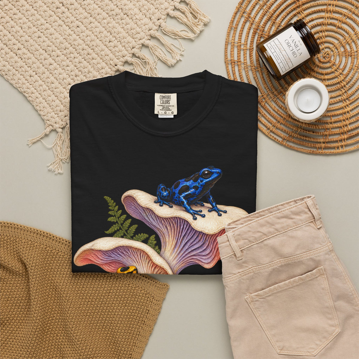 Poison Dart Frogs Mushroom Forest Tee Colorful Dart Frog Fungi Fern Wildlife Shirt