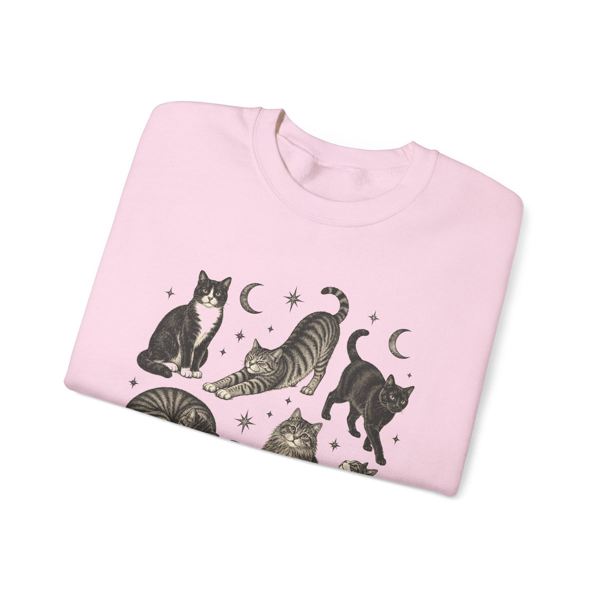 Vintage Cats and Moons Sweatshirt Cute Cat Lover Celestial