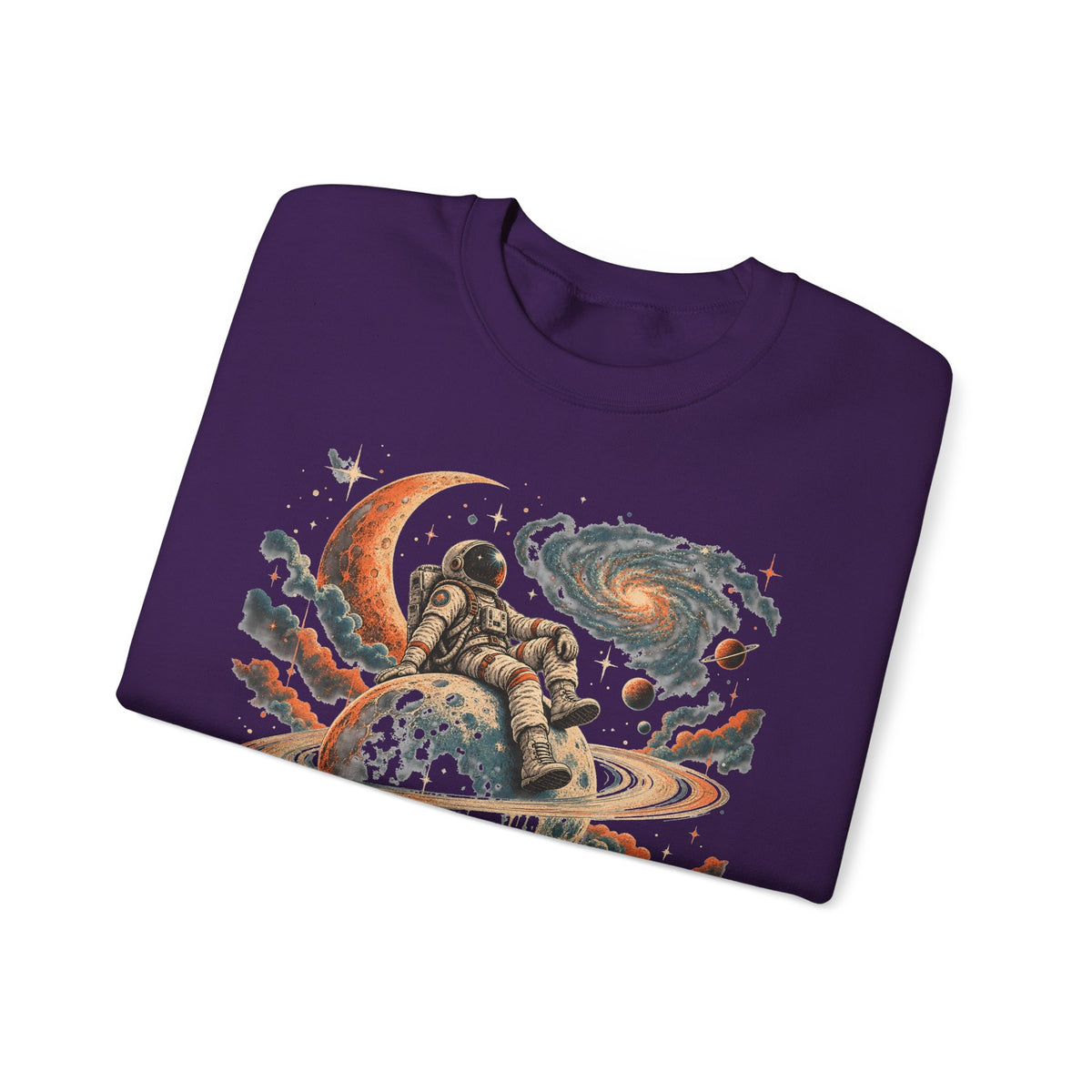 Astronaut on Saturn Sweatshirt Chill Astronaut Ringed Planet Galaxy Crewneck