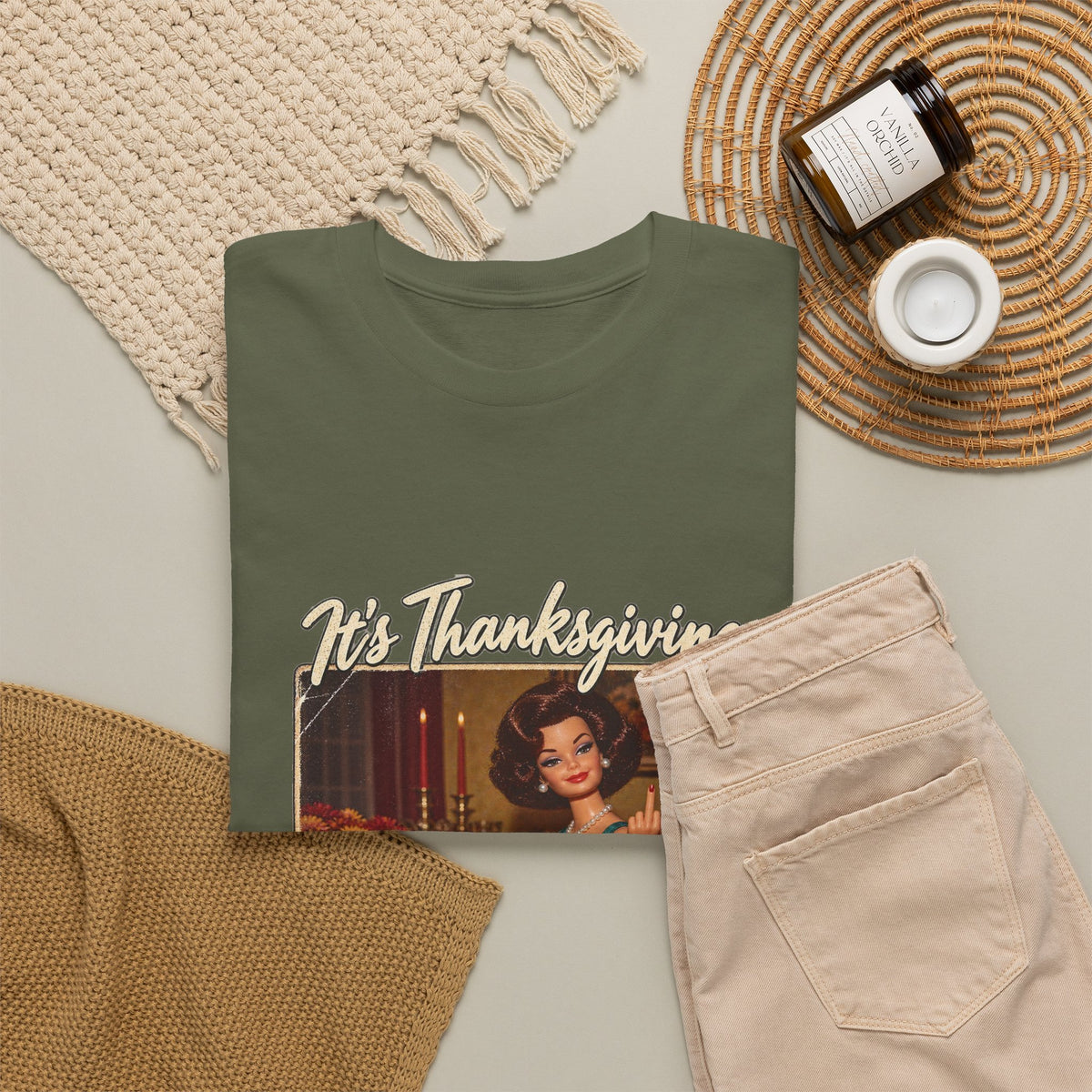 Its Thanksgiving Time to Give Everyone the Bird Funny Tee Retro Brunette Doll Turkey Sarcastic Shirt