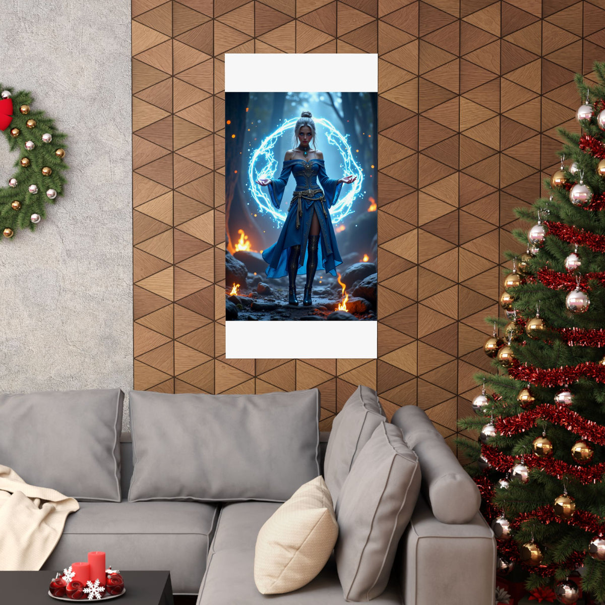 Mystic Sorceress Blue Magic Poster Matte Vertical Wall Art
