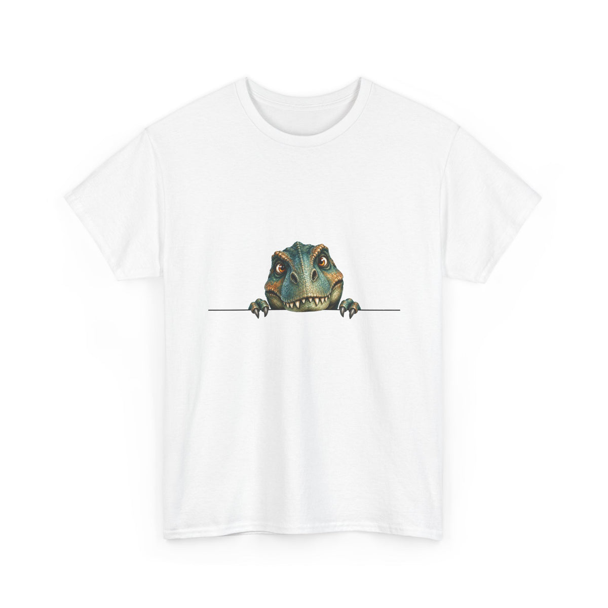 Peeking T-Rex T-Shirt Dinosaur Over Ledge Funny Dino Lover Tee