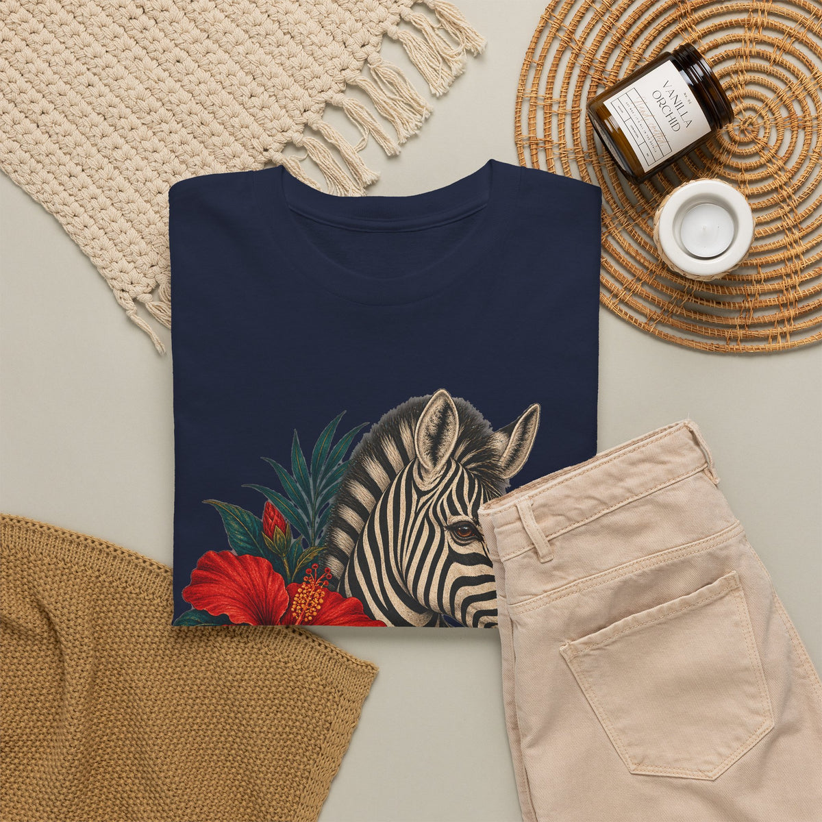 Zebra Hibiscus Tropical T-Shirt Safari Floral Animal Tee