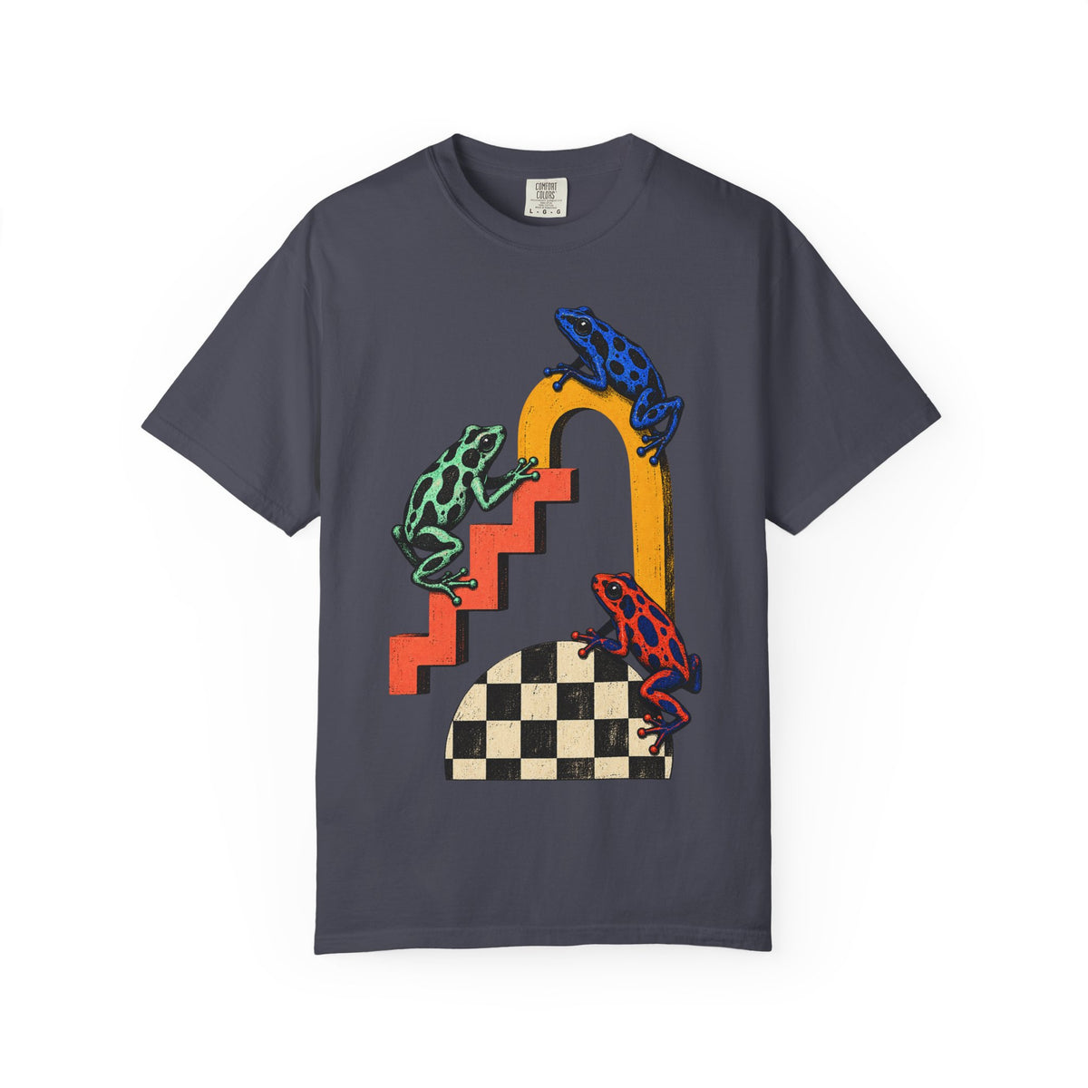 Poison Dart Frogs Stairs Checkered Dome Tee Geometric Arch Frog Wildlife Shirt