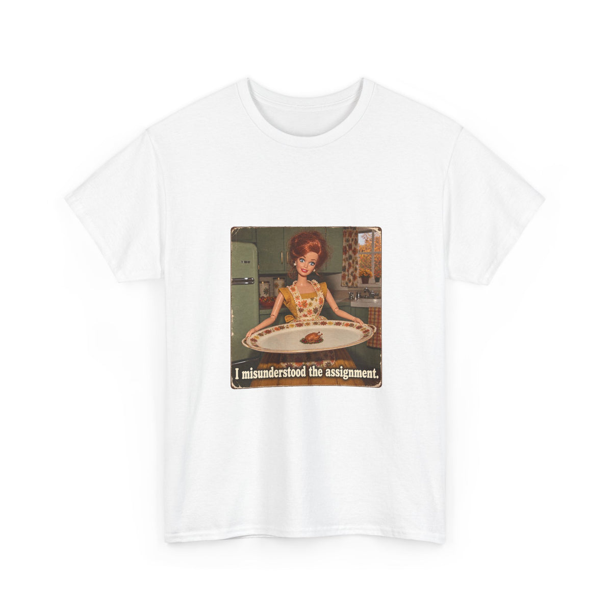 I Misunderstood the Assignment Funny Thanksgiving Tee Retro Doll Tiny Turkey Sarcastic Shirt