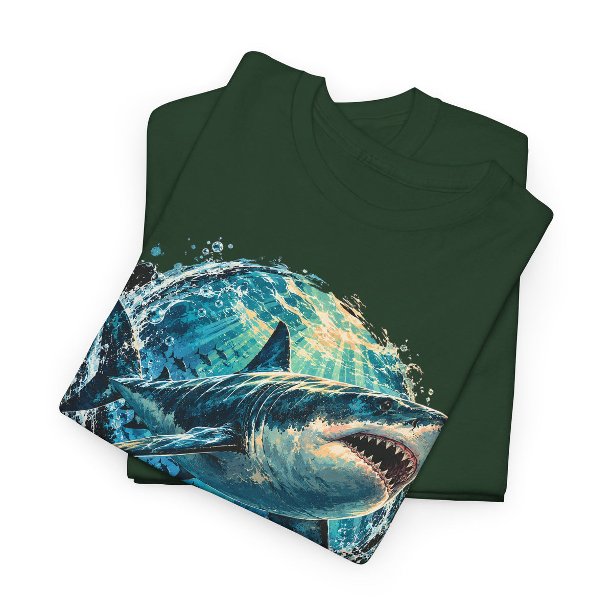 Great White Shark T-Shirt Ocean Burst Shark Jaws Sea Life Graphic Tee
