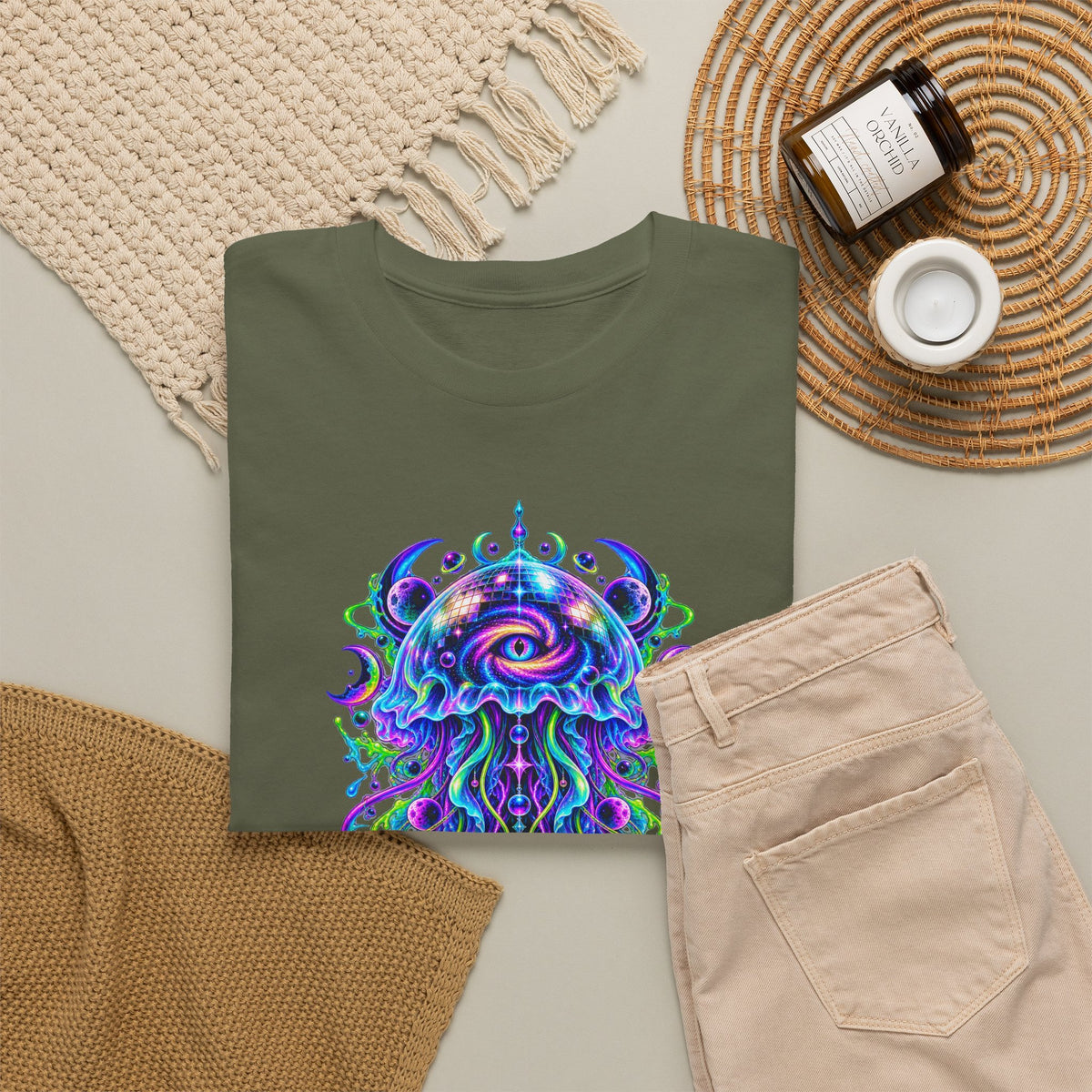 Cosmic Jellyfish T-Shirt Neon Space Psychedelic Disco Eye Tee