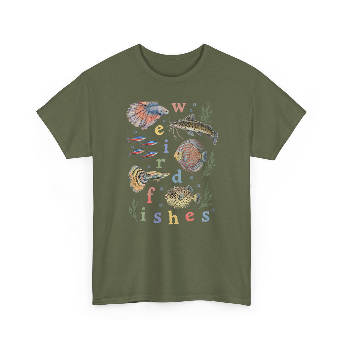 Weird Fishes T-Shirt Aquarium Fish Collage Betta Discus Neon Tetra Tee
