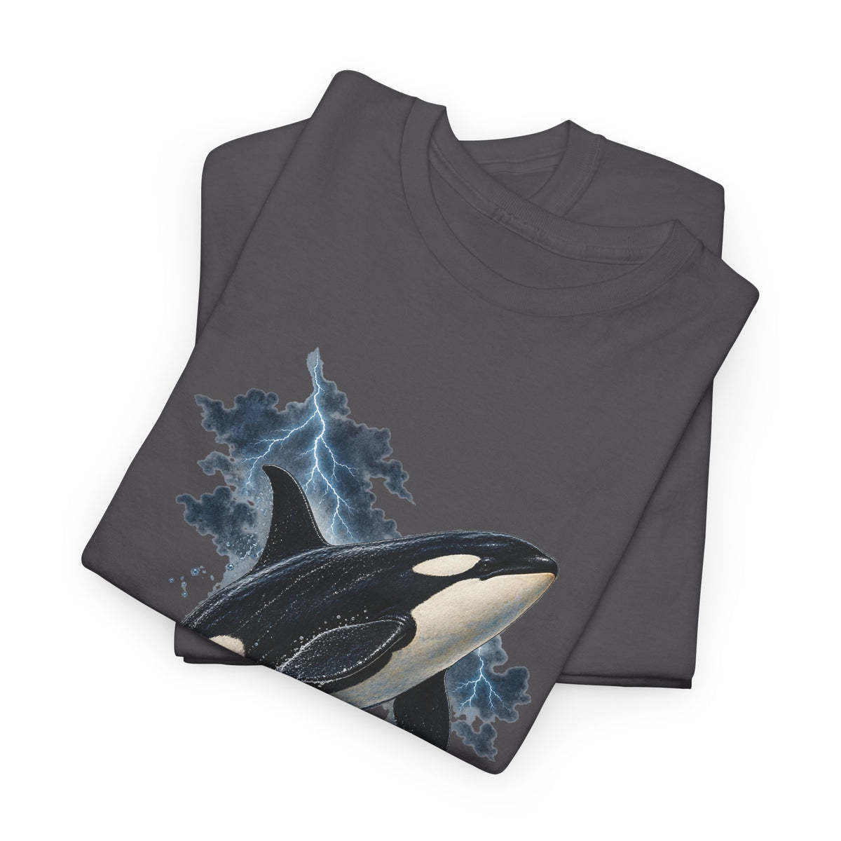 Breaching Orca Lightning Storm Tee Killer Whale Ocean Splash Thunder Clouds Shirt