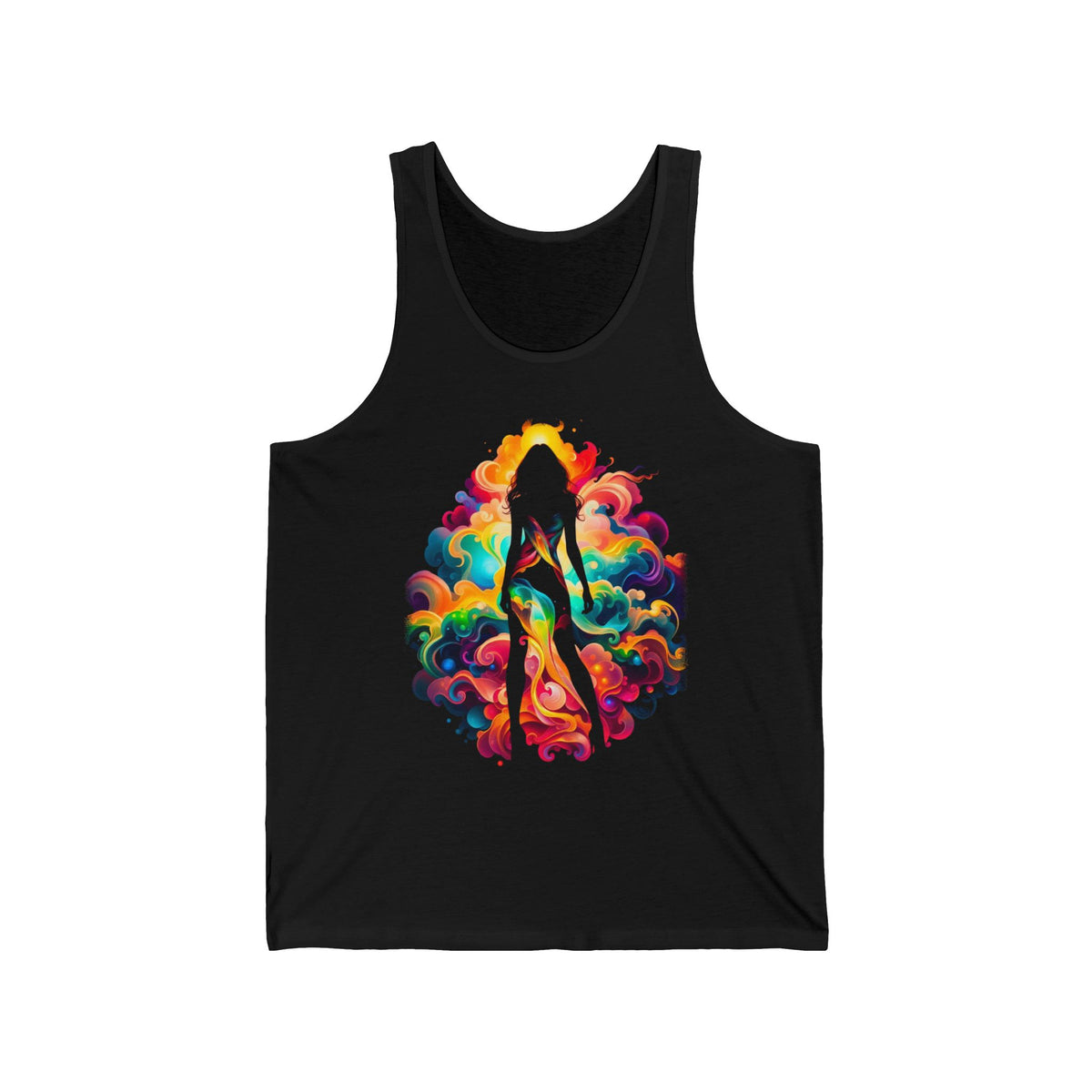 Neon Smoke Silhouette Woman Graphic Tank Top Unisex Jersey Tank