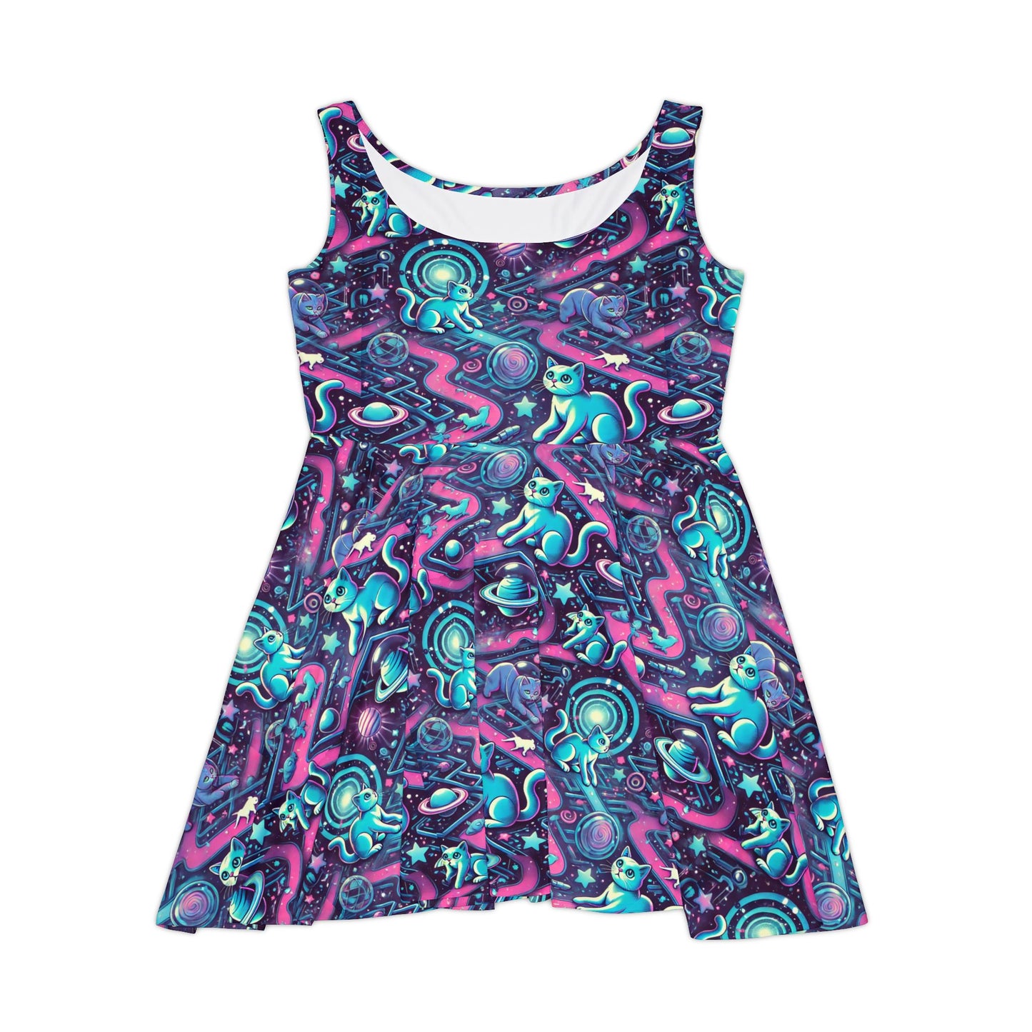 Cat Maze Skater Dress - Fun and Playful Women's Fashion