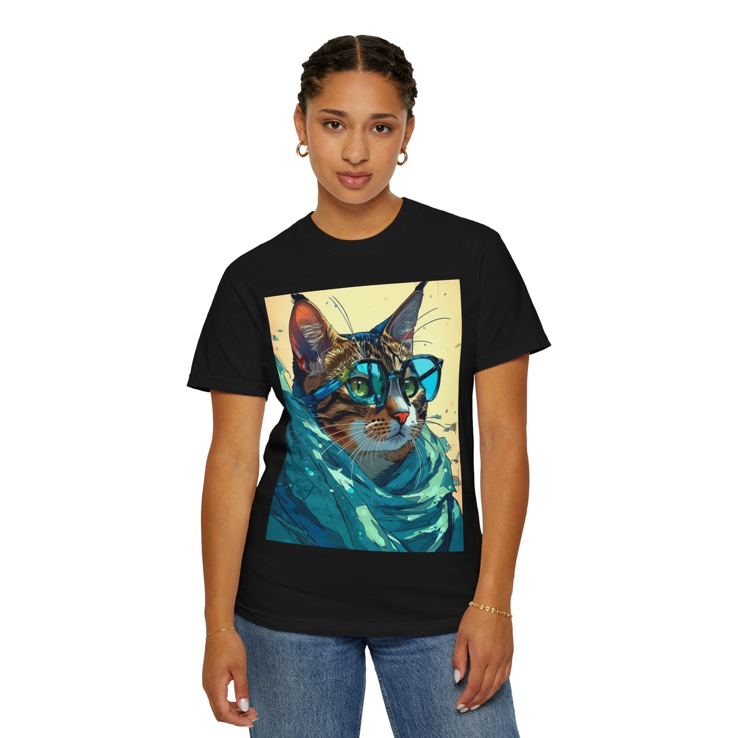 Cat Scarf Glasses T-Shirt